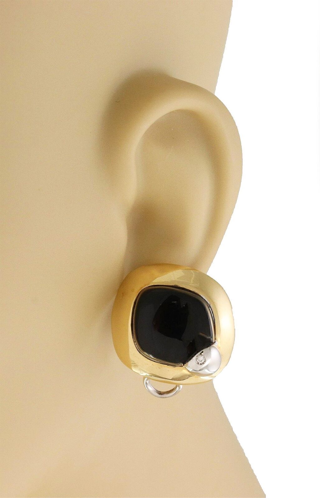 Talento Diamond Onyx 18k Two Tone Gold Fancy Post Clip Earrings