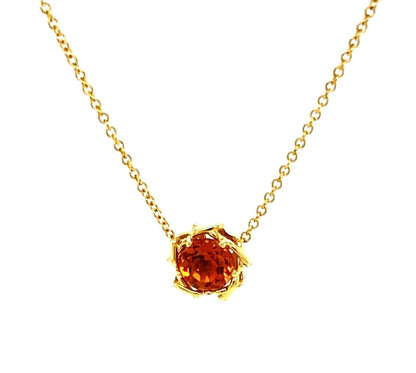 Tiffany & Co. Citrine 18k Yellow Gold Solitaire Pendant Necklace