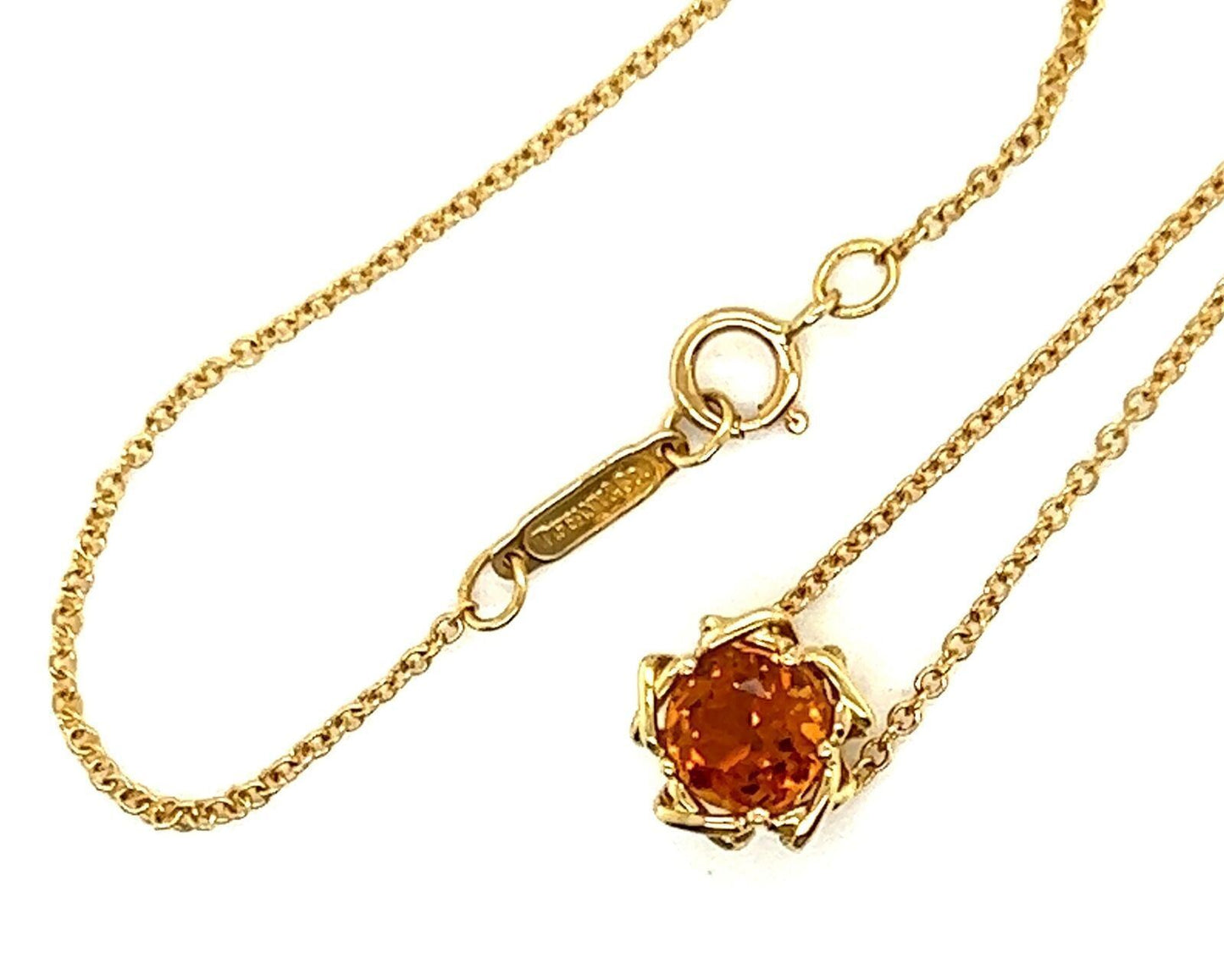 Tiffany & Co. Citrine 18k Yellow Gold Solitaire Pendant Necklace