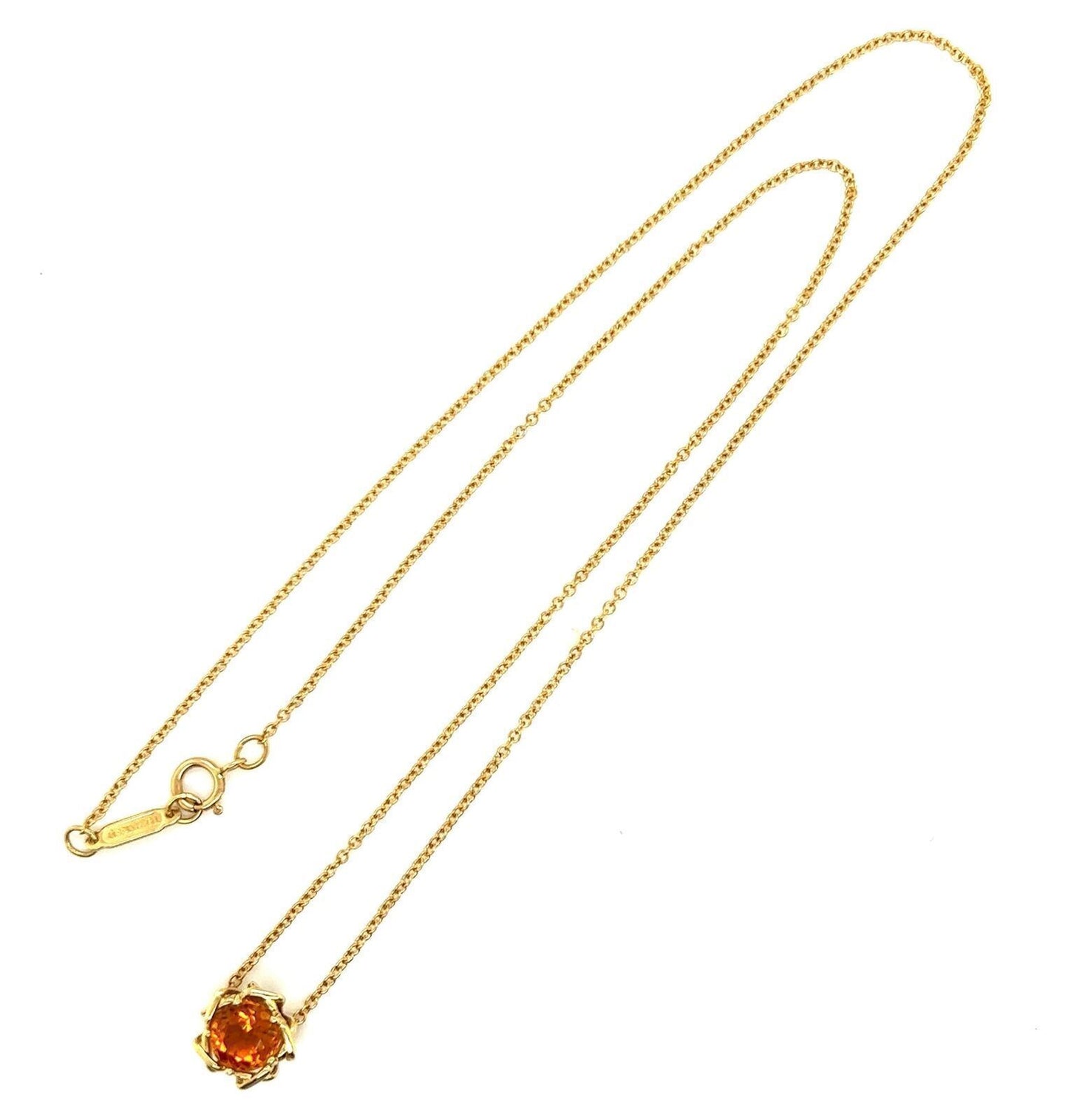 Tiffany & Co. Citrine 18k Yellow Gold Solitaire Pendant Necklace