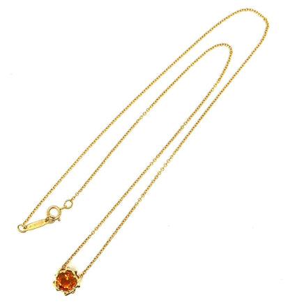 Tiffany & Co. Citrine 18k Yellow Gold Solitaire Pendant Necklace