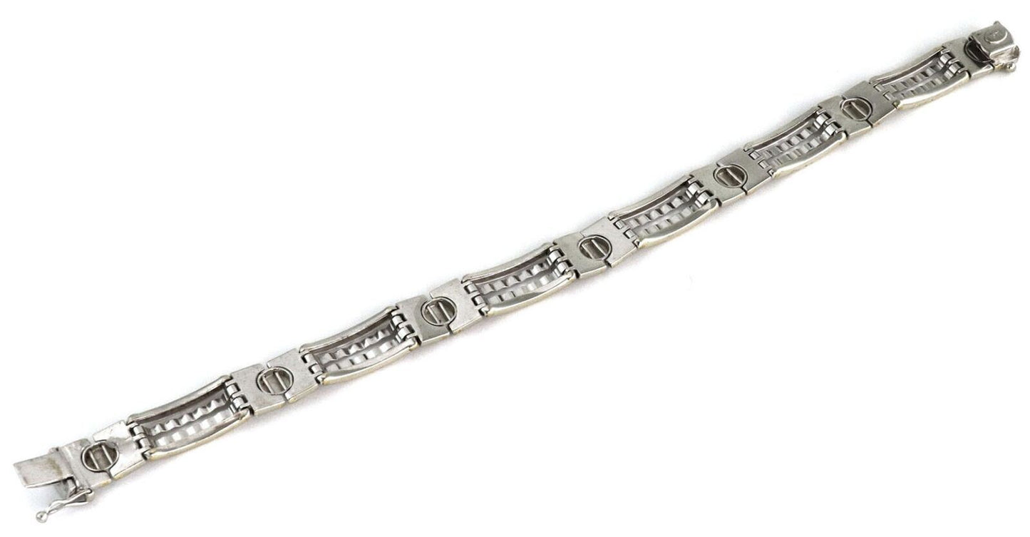 Screw Motif & Bar 14k Two Tone Gold Link Bracelet