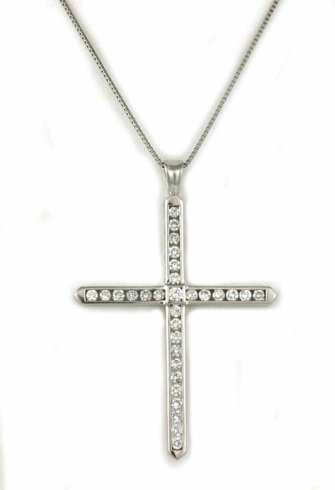 Platinum 1.50ct Diamond Large Cross Pendant Necklace