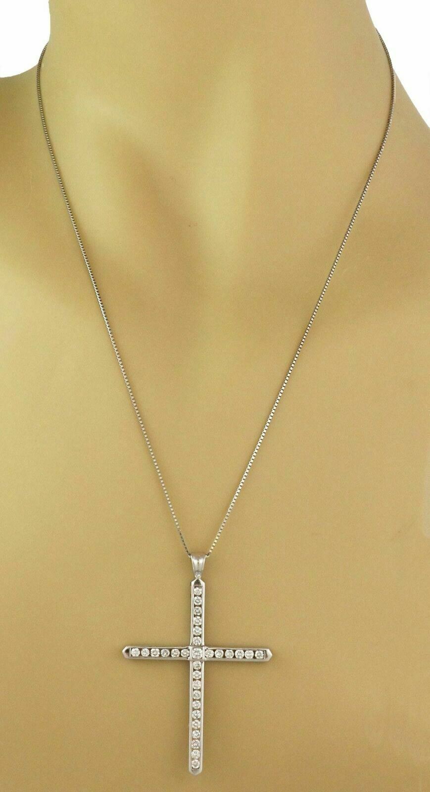 Platinum 1.50ct Diamond Large Cross Pendant Necklace