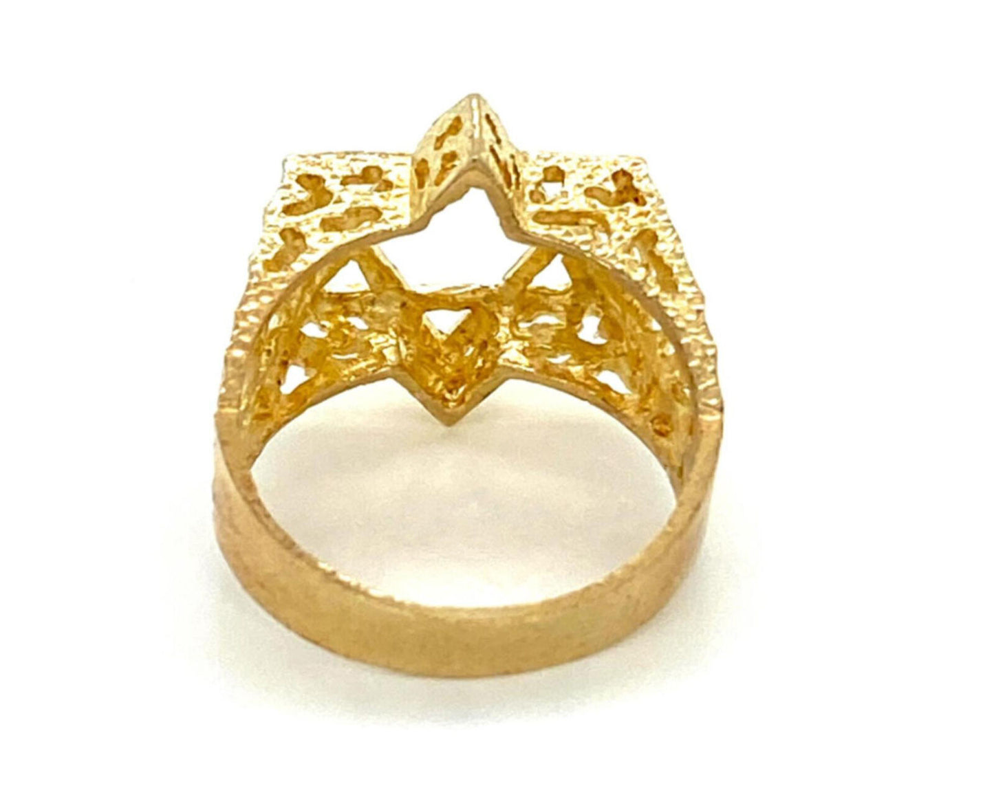 Star of David Diamond Cut Design 10k Yellow Gold Ring - Size 8.5