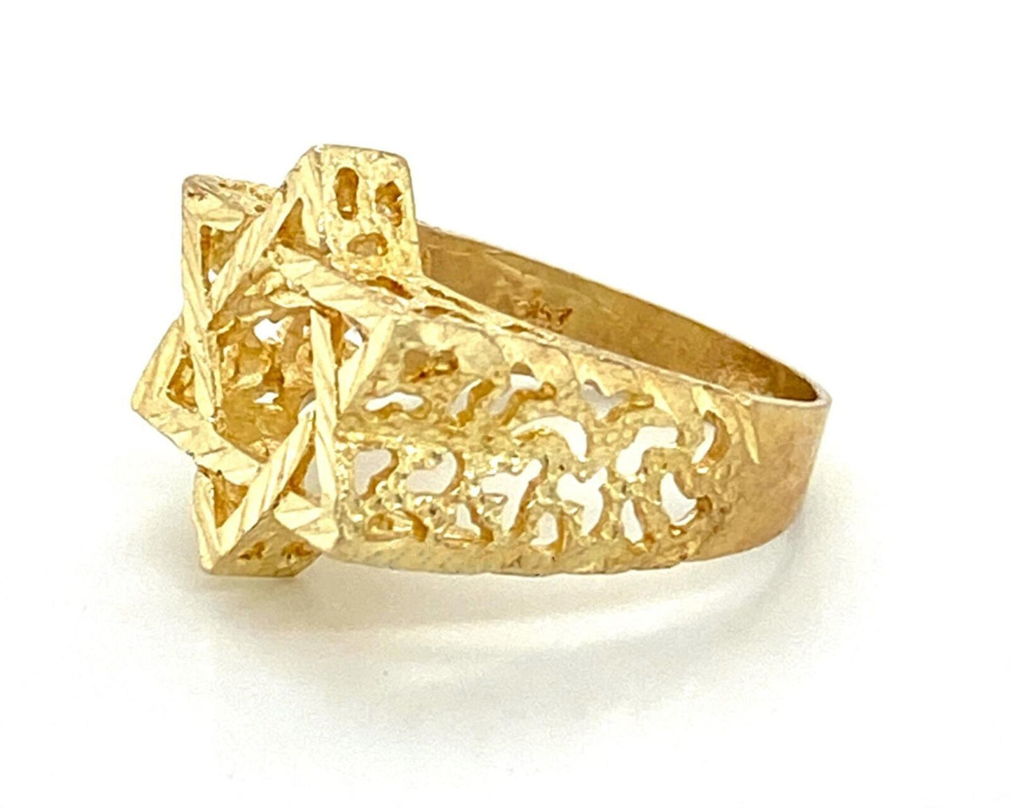 Star of David Diamond Cut Design 10k Yellow Gold Ring - Size 8.5