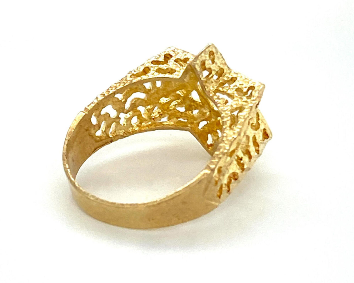 Star of David Diamond Cut Design 10k Yellow Gold Ring - Size 8.5