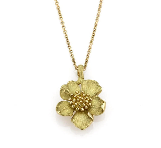 Tiffany & Co. Dogwood 18k Yellow Gold Floral Pendant Necklace