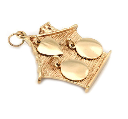 Dangling 14k Yellow Gold House Charm Pendant