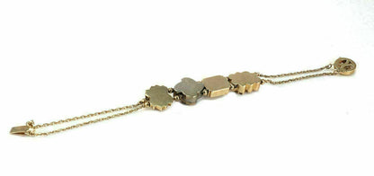 Multicolor Gems 14k Gold & Sterling 4 Charms Double Chain  Bracelet