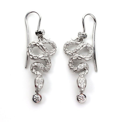 Magerit Diamond & Red Sapphire 18k White Gold Coiled Snake Dangle Earrings