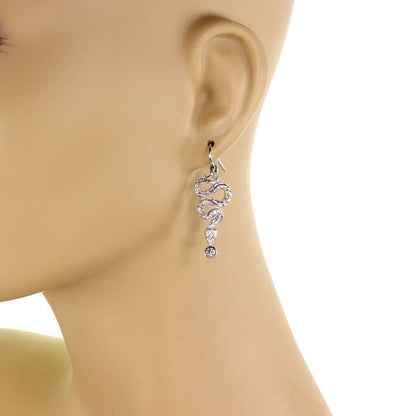 Magerit Diamond & Red Sapphire 18k White Gold Coiled Snake Dangle Earrings