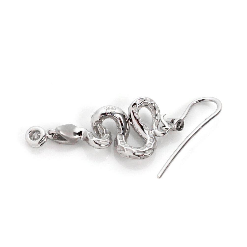 Magerit Diamond & Red Sapphire 18k White Gold Coiled Snake Dangle Earrings
