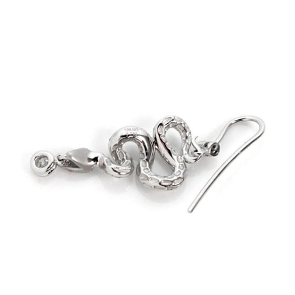 Magerit Diamond & Red Sapphire 18k White Gold Coiled Snake Dangle Earrings