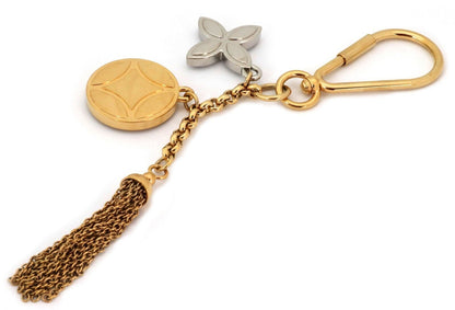 Louis Vuitton Monogram Crystal Gold Metal Finish Tassel Bag Charm Key Ring