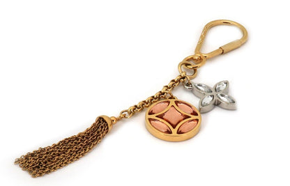 Louis Vuitton Monogram Crystal Gold Metal Finish Tassel Bag Charm Key Ring