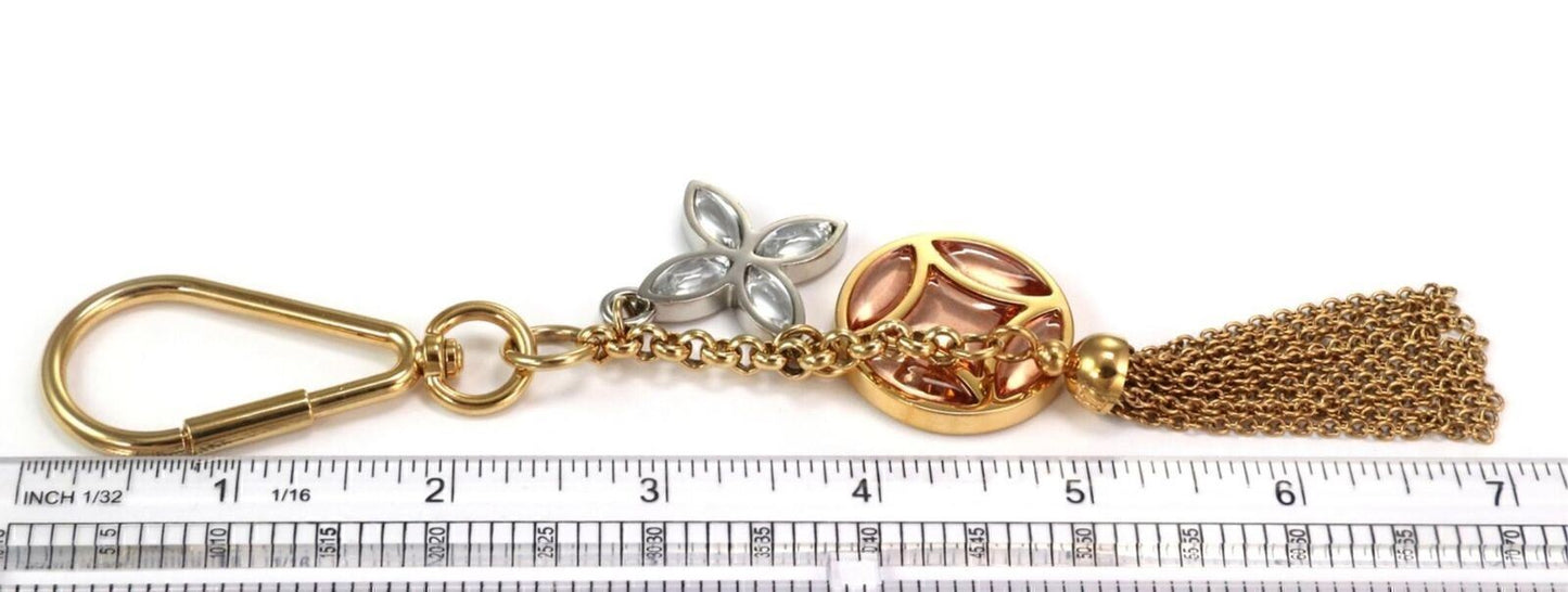 Louis Vuitton Monogram Crystal Gold Metal Finish Tassel Bag Charm Key Ring