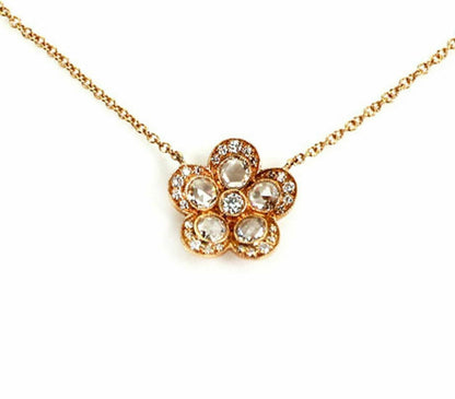 Tiffany & Co. Enchant Garden Flower Diamond 18k Rose Gold Pendant Necklace