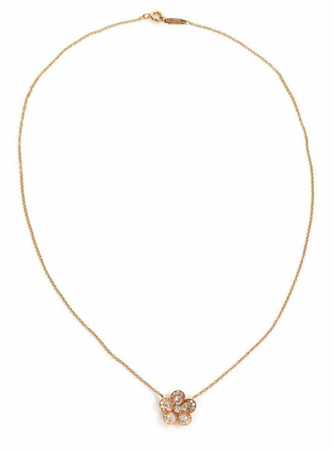 Tiffany & Co. Enchant Garden Flower Diamond 18k Rose Gold Pendant Necklace