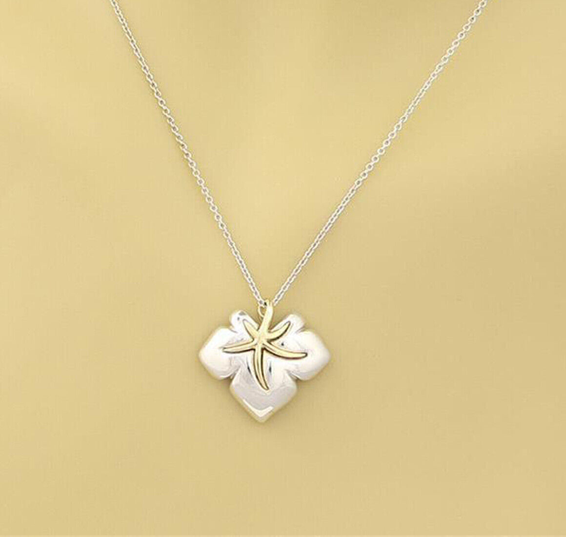 Tiffany & Co. Ivy Starfish Leaf Sterling & 18k Gold Pendant Necklace
