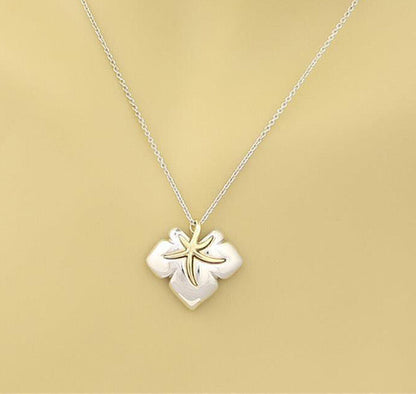 Tiffany & Co. Ivy Starfish Leaf Sterling & 18k Gold Pendant Necklace