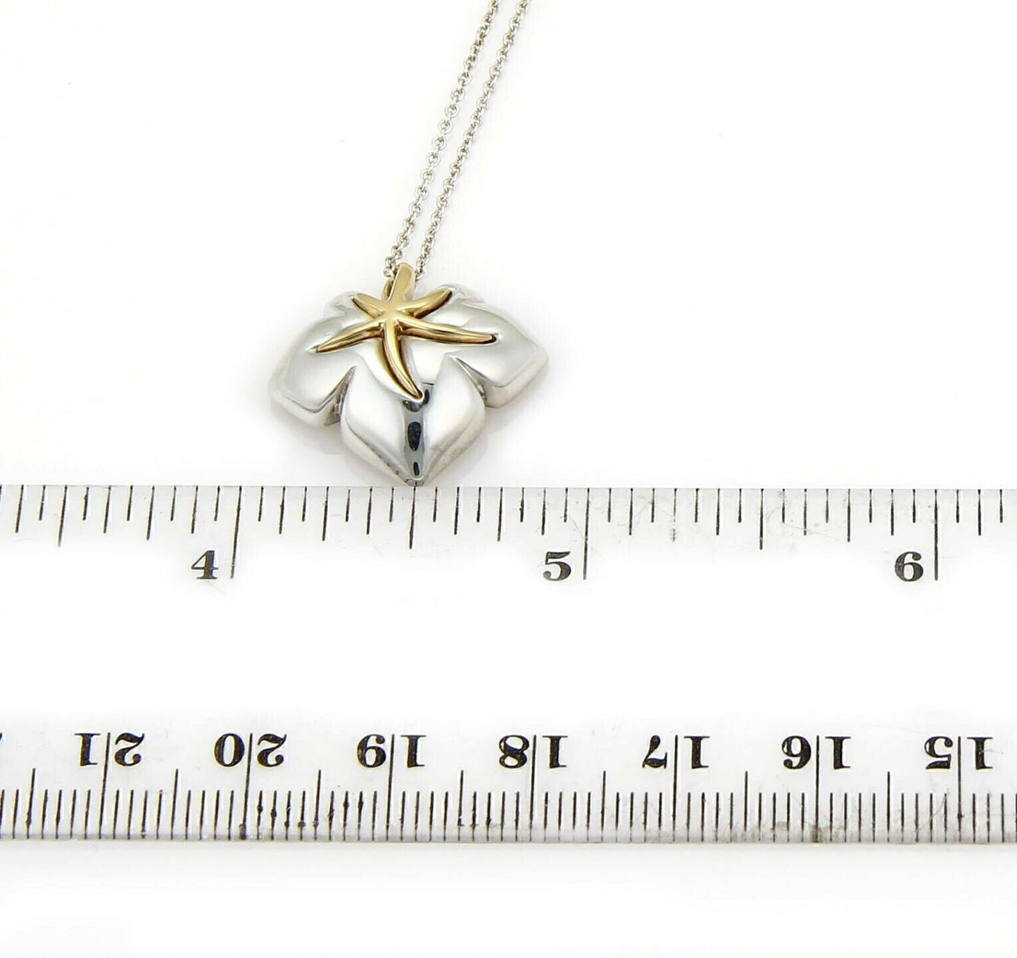 Tiffany & Co. Ivy Starfish Leaf Sterling & 18k Gold Pendant Necklace