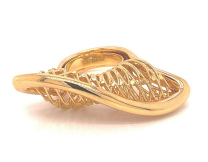 Filigree Basket Twisted 14k Yellow Gold Open Long Top Ring - Size 7