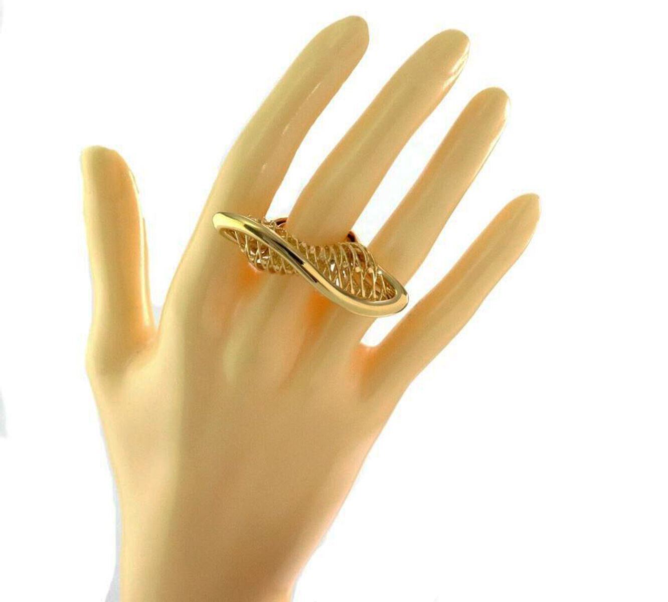 Filigree Basket Twisted 14k Yellow Gold Open Long Top Ring - Size 7