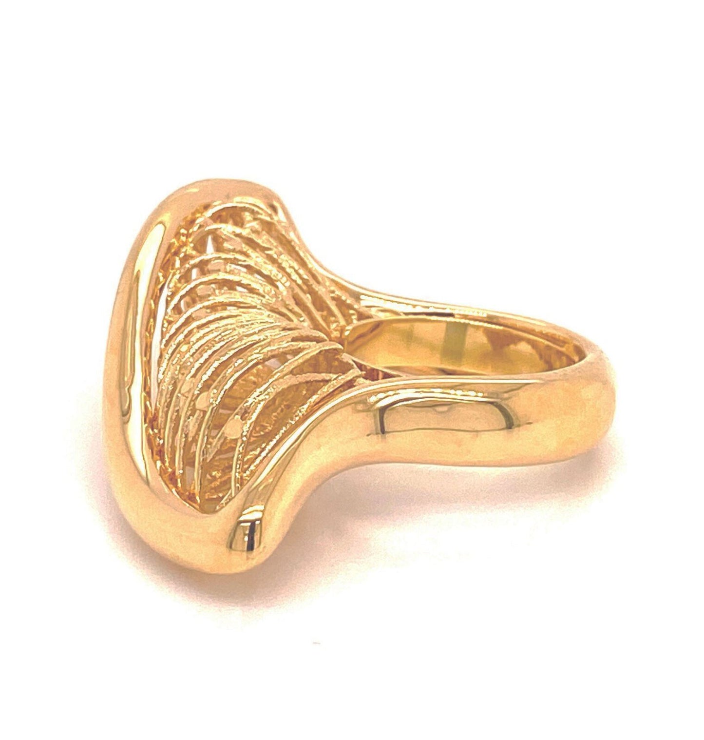 Filigree Basket Twisted 14k Yellow Gold Open Long Top Ring - Size 7