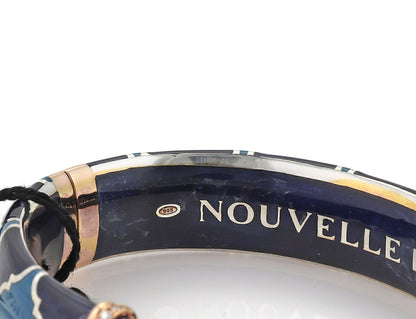 Nouvelle Bague Diamond Blue Enamel 18k Rose Gold & Sterling Bangle Bracelet