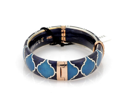 Nouvelle Bague Diamond Blue Enamel 18k Rose Gold & Sterling Bangle Bracelet