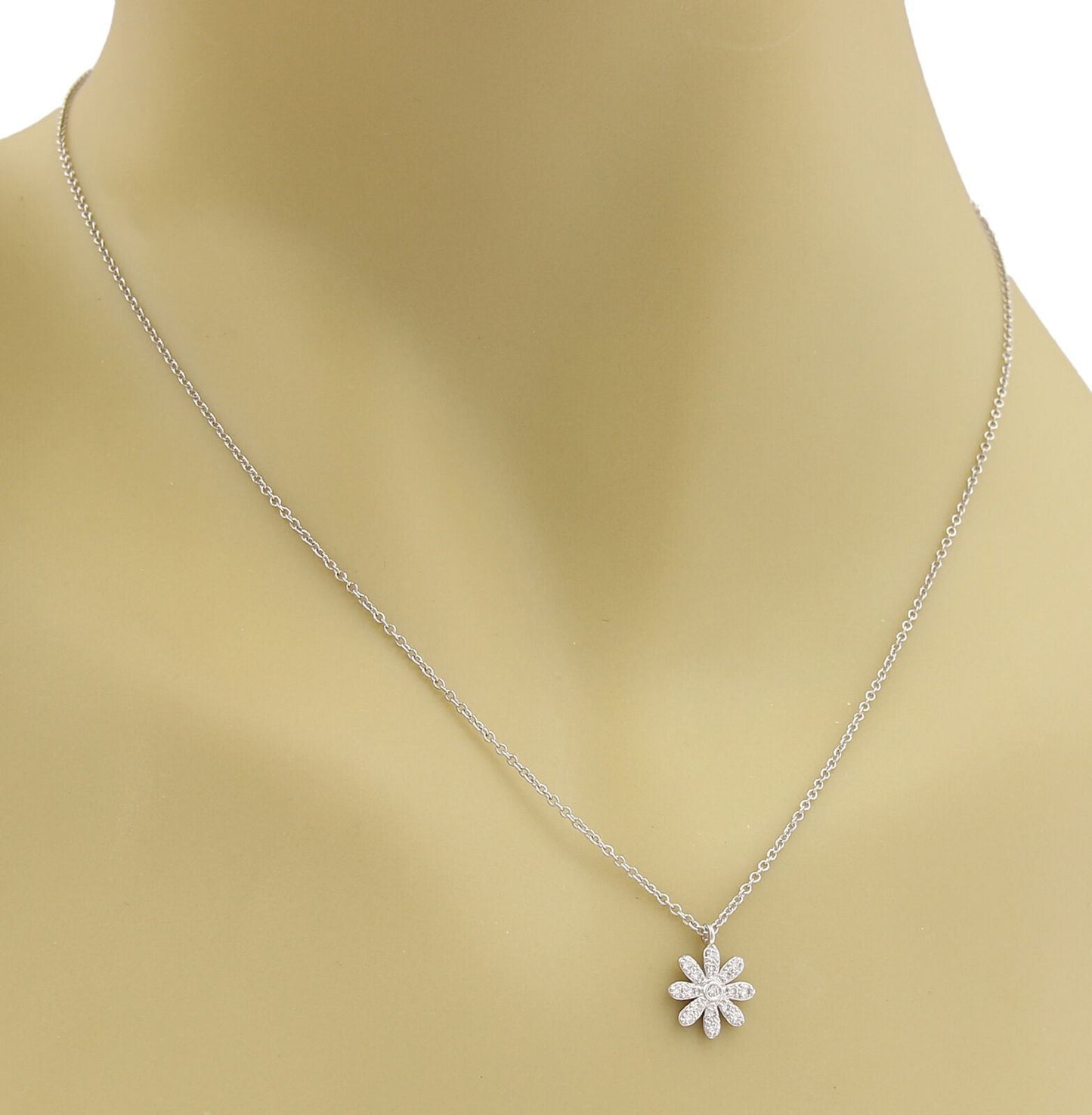 Tiffany & Co. Diamond Daisy 18k White Gold Pendant Necklace