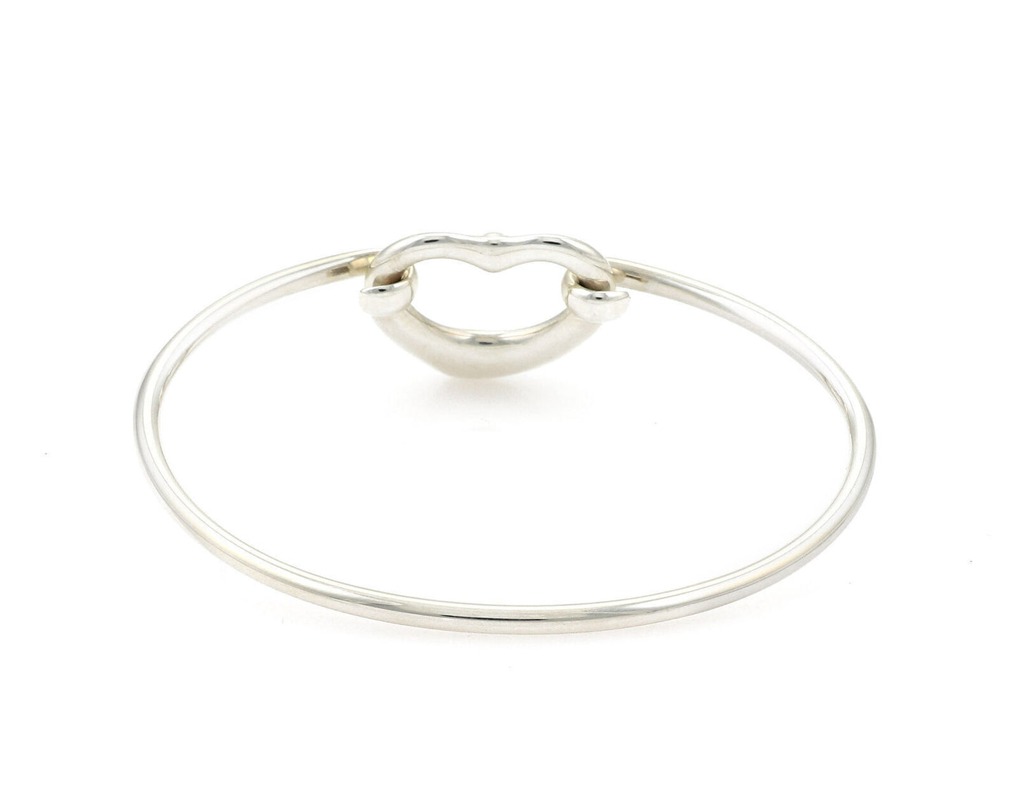 Tiffany & Co. Peretti Open Heart Diamond & Sterling Silver Bangle Bracelet