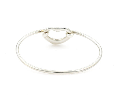 Tiffany & Co. Peretti Open Heart Diamond & Sterling Silver Bangle Bracelet