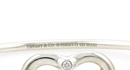 Tiffany & Co. Peretti Open Heart Diamond & Sterling Silver Bangle Bracelet