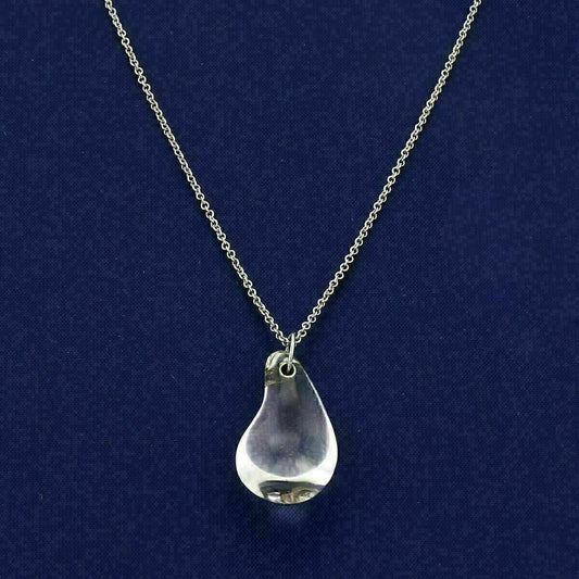 Tiffany & Co. Peretti Platinum Rock Crystal Tear Drop Pendant Necklace