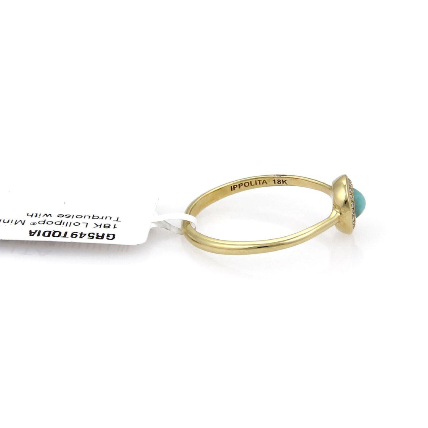 Ippolita Lollipop Turquoise Diamond 18k Yellow Gold Mini Ring Size 7
