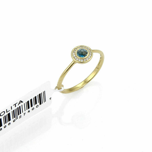 Ippolita Lollipop London Blue Topaz & Diamond 18k Gold Mini Ring - Size 7