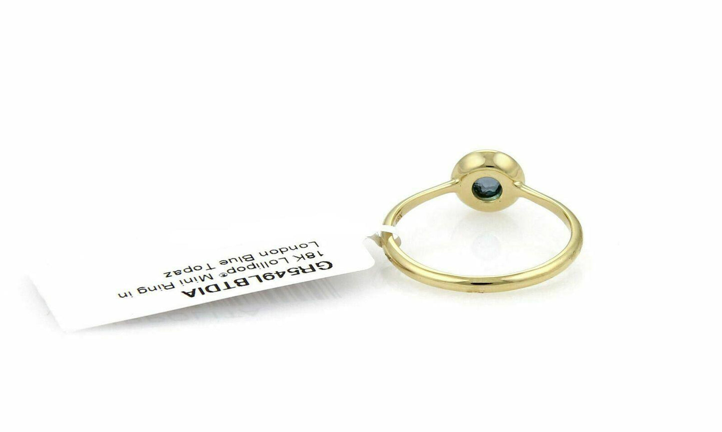 Ippolita Lollipop London Blue Topaz & Diamond 18k Gold Mini Ring Size 7
