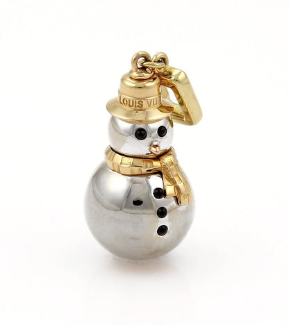 Louis Vuitton Collectable Snowman Onyx 18k Gold Charm Pendant