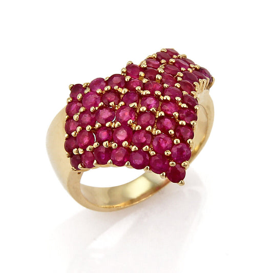 LeVian Ruby 14k Yellow Gold V Design Cluster Ring - Size 10