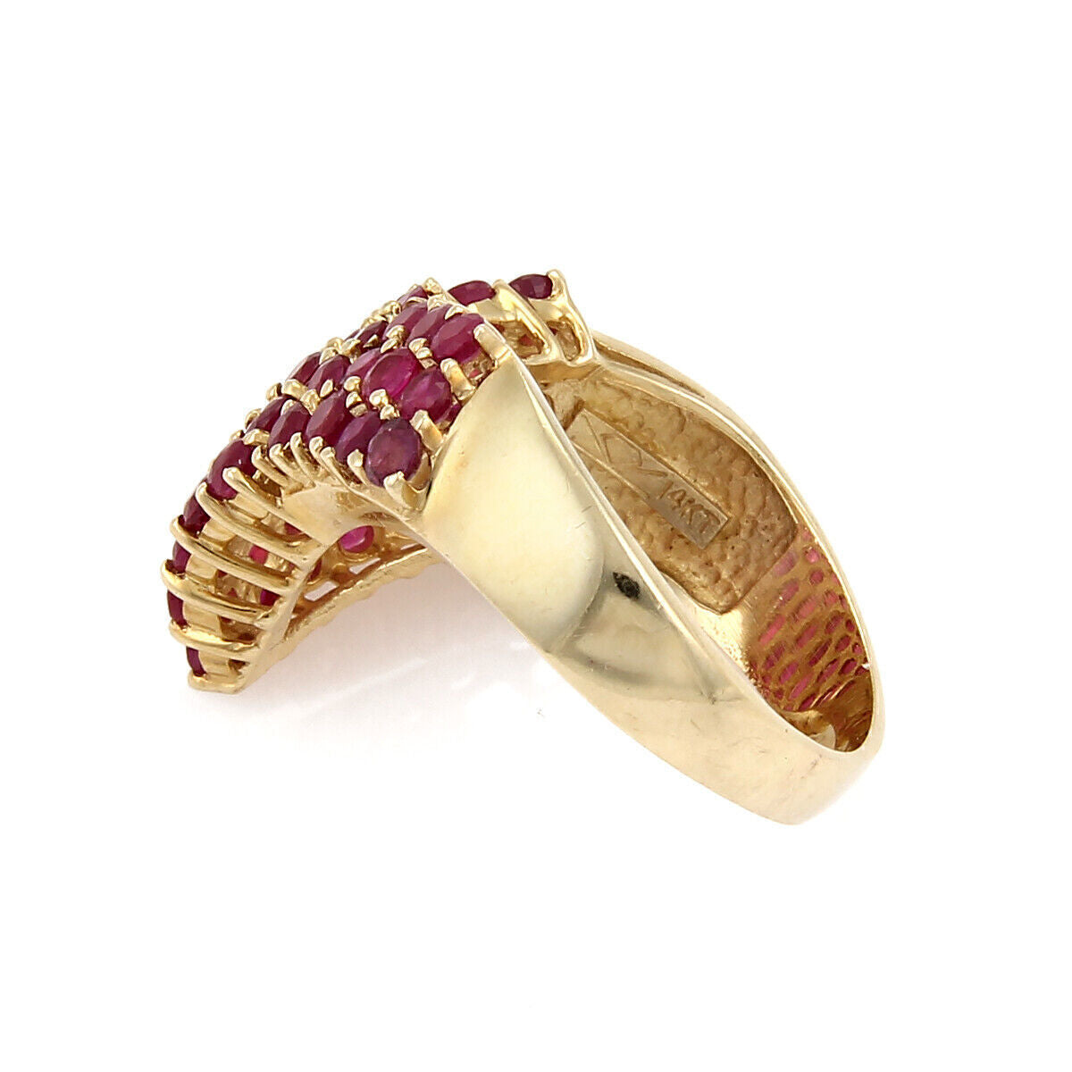 LeVian Ruby 14k Yellow Gold V Design Cluster Ring - Size 10