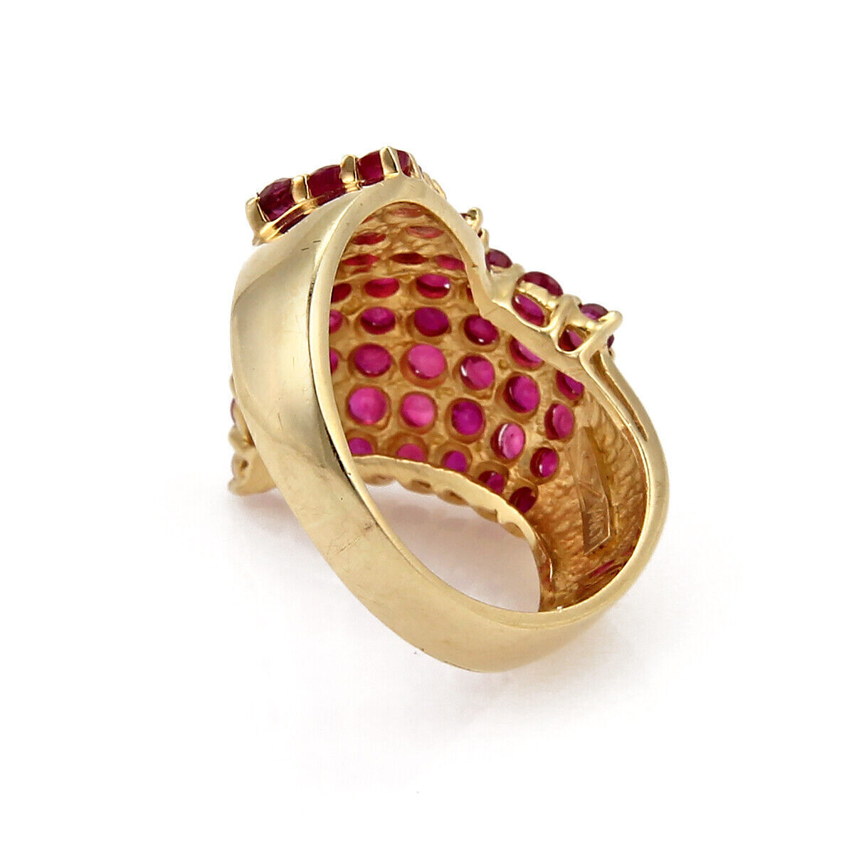 LeVian Ruby 14k Yellow Gold V Design Cluster Ring - Size 10