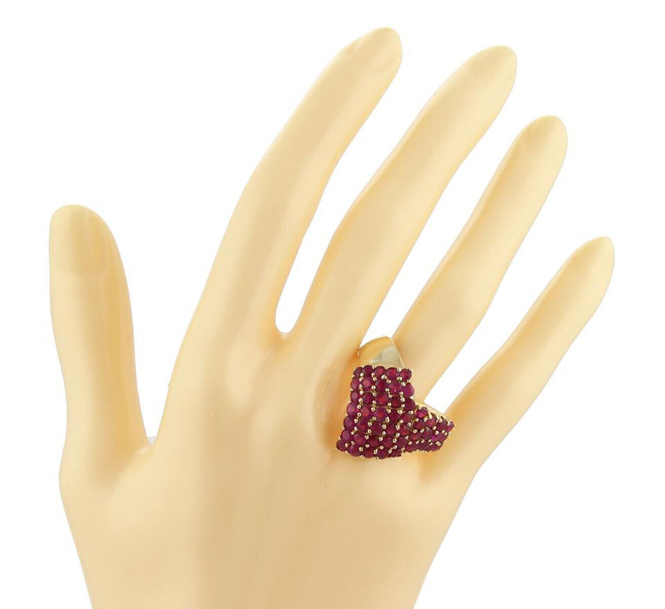 LeVian Ruby 14k Yellow Gold V Design Cluster Ring - Size 10