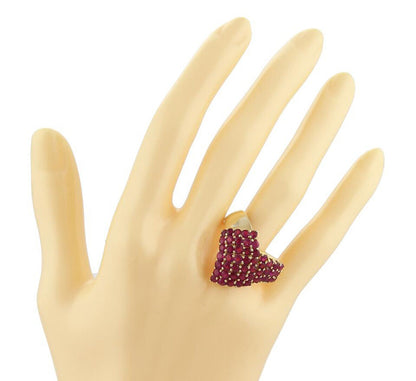 LeVian Ruby 14k Yellow Gold V Design Cluster Ring - Size 10