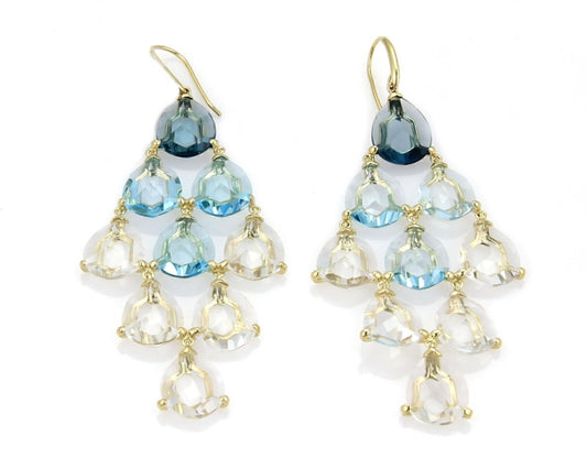 Ippolita Gemma Cascade Blue Topaz & Quartz 18k Yellow Gold Earrings