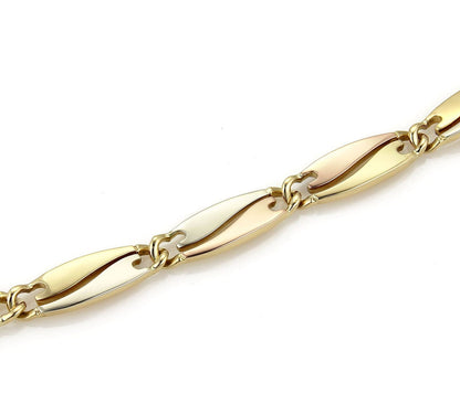 Quadri Gioielli 18k Tri Gold Fancy Long Curved Link Collar Necklace