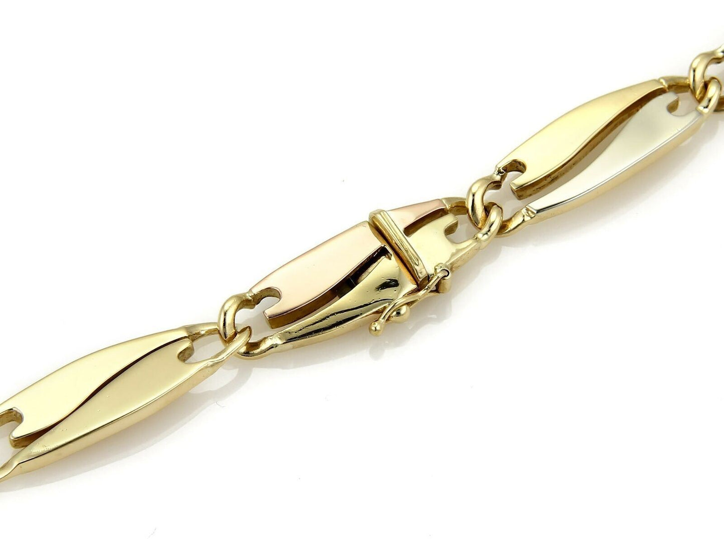 Quadri Gioielli 18k Tri Gold Fancy Long Curved Link Collar Necklace