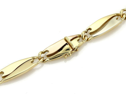Quadri Gioielli 18k Tri Gold Fancy Long Curved Link Collar Necklace
