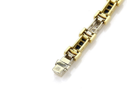 Diamond & Sapphire 18k Multi Tone Gold Bar Link Bracelet